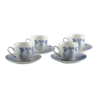 Aulica Set Of 4 Coffee Cups With Saucers Jellyfish