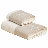 Biancoperla ZAHRA hand and guest terry towel set with monogram embroidery, B