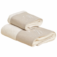 Biancoperla ZAHRA hand and guest terry towel set with monogram embroidery, D