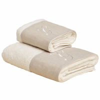 Biancoperla ZAHRA hand and guest terry towel set with monogram embroidery, G