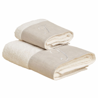 Biancoperla ZAHRA hand and guest terry towel set with monogram embroidery, I