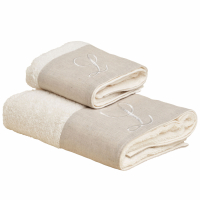 Biancoperla ZAHRA Face + guest sponge towel set with monogram embroidery, L