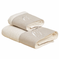 Biancoperla ZAHRA hand and guest terry towel set with monogram embroidery, Q