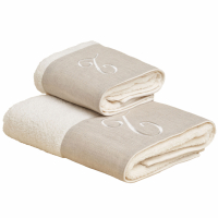 Biancoperla ZAHRA hand and guest terry towel set with monogram embroidery, T