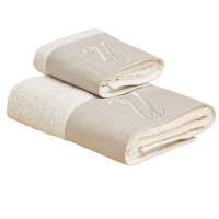 Biancoperla ZAHRA hand and guest terry towel set with monogram embroidery, U