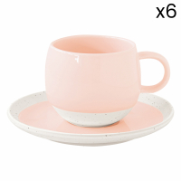 Easy Life Set 6 Porcelain Cup And Saucer 250ml Pastel & Trend