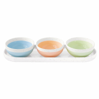 Easy Life 4 Pieces Porcelain Appetizer Serving Set 31,5X10 (Bowls Dia. 9,5) Pastel & Trend