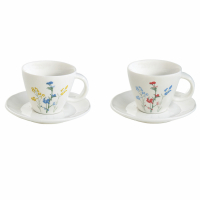 Easy Life Set 2 Porcelain Coffee Cups & Saucers 120ml in Color Box Mille Fleurs