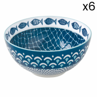 Easy Life Set 6 Porcelain Bowls Dia. 12.5cm Sea Shore