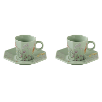Easy Life Set 2 Porcelain Coffee Cups & Saucers 120ml in Color Box Eden