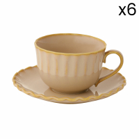 Easy Life 6 Porcelain Cups & Saucers 250 Ml Onde Sand
