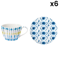 Easy Life Set 6 Porcelain Tea Cup & Saucer 240ml. Shibori 2