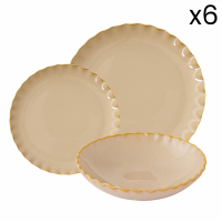 Easy Life Set 18 Plates (6 Side Plates. 6 Soup Plates. 6 Dinner Plates) - Onde