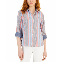 Tommy Hilfiger Women's 'Striped Roll Tab Button Up' Shirt