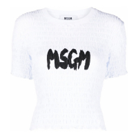 MSGM T-Shirt court 'Logo Shirred' pour Femmes