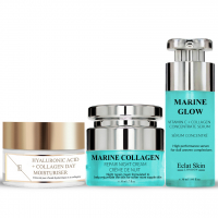 Eclat Skin London Crème de jour, Crème de nuit, Sérum Concentré 'Hyaluronic Acid & Collagen + Marine Glow + Marine Collagen '