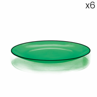 Evviva 6 Glass Dessert Plates - Green