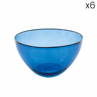 Evviva 6 Glass Bowls Ø 14 cm - Blue