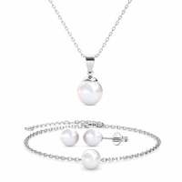 MYC Paris Set Collier, boucles d'oreilles & bracelet 'Trio Mother of pearl' pour Femmes