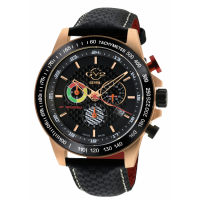 Gevril Gv2 Men's Scuderia Black Dial Black Leather Chronograph Date Watch