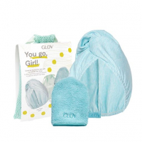 GLOV You Go, Girl! Set | Water-Only Makeup Removing Mitt With Super-Absorbent  Eco-Friendly Sports Hair Wrap