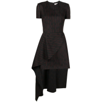 Alexander McQueen Women's 'Asymmetric Pinstripe' Short-Sleeved Dress