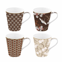 Easy Life Set 4 Porcelain Mugs 300ml in Gift Box Coffee Mania Oriental