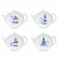 Easy Life Set 4 Assorted Porcelain Teabag Holders in Color Box Pagoda