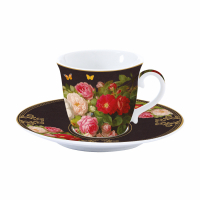 Easy Life Set Tea Cup And Saucer in Porcelain 200ml in Color Box Victorian Garden