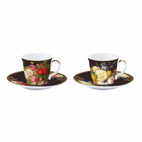 Easy Life Set 2 Coffee Cups And Saucers in Porcelain 80ml in Color Box Victorian Garden