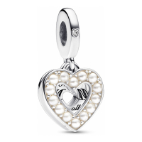 Pandora 'Pearlescent White Heart Mum' Charm für Damen