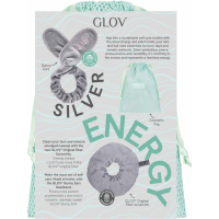 GLOV Silver Energy | Ultra Soft Face Cleansing Scrunchie 2-In-1 Tie And Makeup Remover With Bunny Ears Hair Protecting Headband