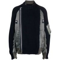 Sacai Blouson bomber 'Panelled Knitted' pour Hommes