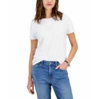 Tommy Hilfiger Women's 'Crystal-Embellished-Logo' Short sleeve Top