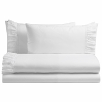Biancoperla LOUVRE King-size bed complete set in white cotton and lace