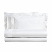 Biancoperla EMMA King-size bed complete set in pure cotton with lace applications, White