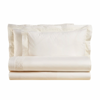 Biancoperla EMMA King-size bed complete set in pure cotton with lace applications, Ivory