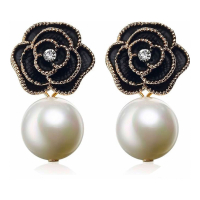 Liv Oliver Women's 'Rose & Pearl Drop' Earrings