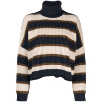 Brunello Cucinelli Women's 'Striped Waffle' Turtleneck Sweater