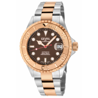 Gevril Men's Wall Street Brown Enamel Dial, IPRG Bezel, Two toned SS/IPRG Bracelet Watch