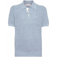 Brunello Cucinelli Men's 'Mélange Ribbed-Knit' Polo Shirt