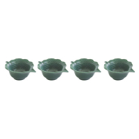 Easy Life Set Of 4 Mini Leaf-Shaped Porcelain Bowls in Tropical Leaves Color Box