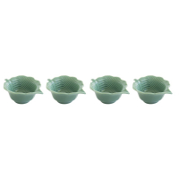 Easy Life Set Of 4 Mini Leaf-Shaped Porcelain Bowls in Leaves Light Color Box