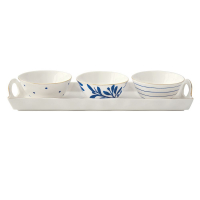 Easy Life Set Of 3 Porcelain Bowls W Base 33.5x11cm in Color Box Elegance