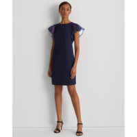 LAUREN Ralph Lauren Women's 'Crepe Flutter-Sleeve' Mini Dress
