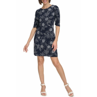 Tommy Hilfiger Women's 'Camilla Floral Ruched Sleeve' Shift Dress