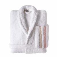 Biancoperla LIBRE Shawl collar bathrobe, Beige/Rose
