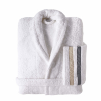 Biancoperla LIBRE Shawl collar bathrobe, Beige/Grey