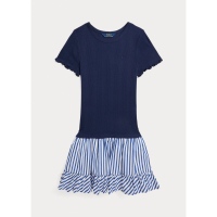 Ralph Lauren Big Girl's 'Woven-Skirt Pointelle-Knit' T-shirt Dress