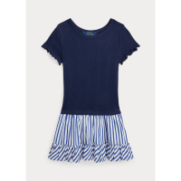 Ralph Lauren 'Pointelle' Kleid mit kurzem Ärmeln für Kleine Mädchen